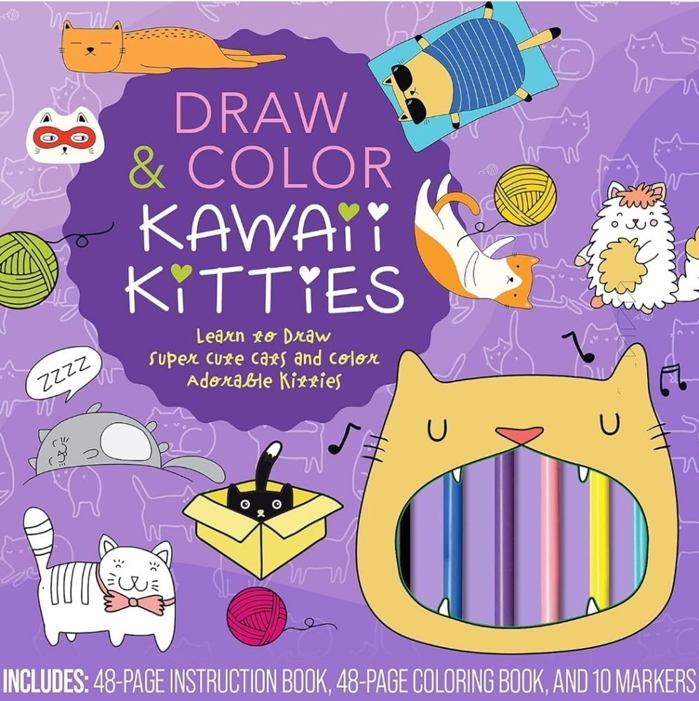 Draw & Color Kawaii Kitties Kit